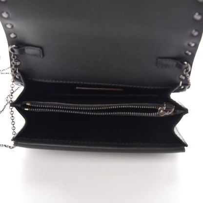 Valentino Garavani Vitello Chevron Rockstud Wallet on Chain Light Ivory Black 5 of 7