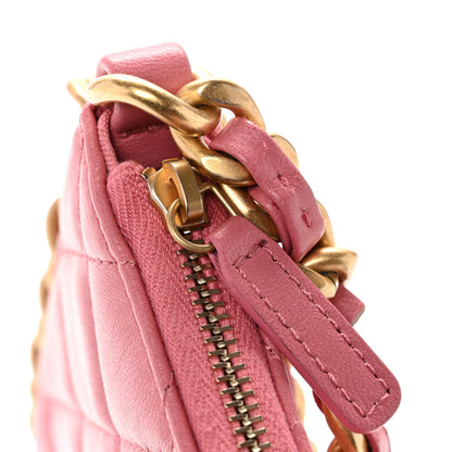 Chanel Lambskin Quilted Chain Around Top Handle Mini Bag Pink 11 of 13