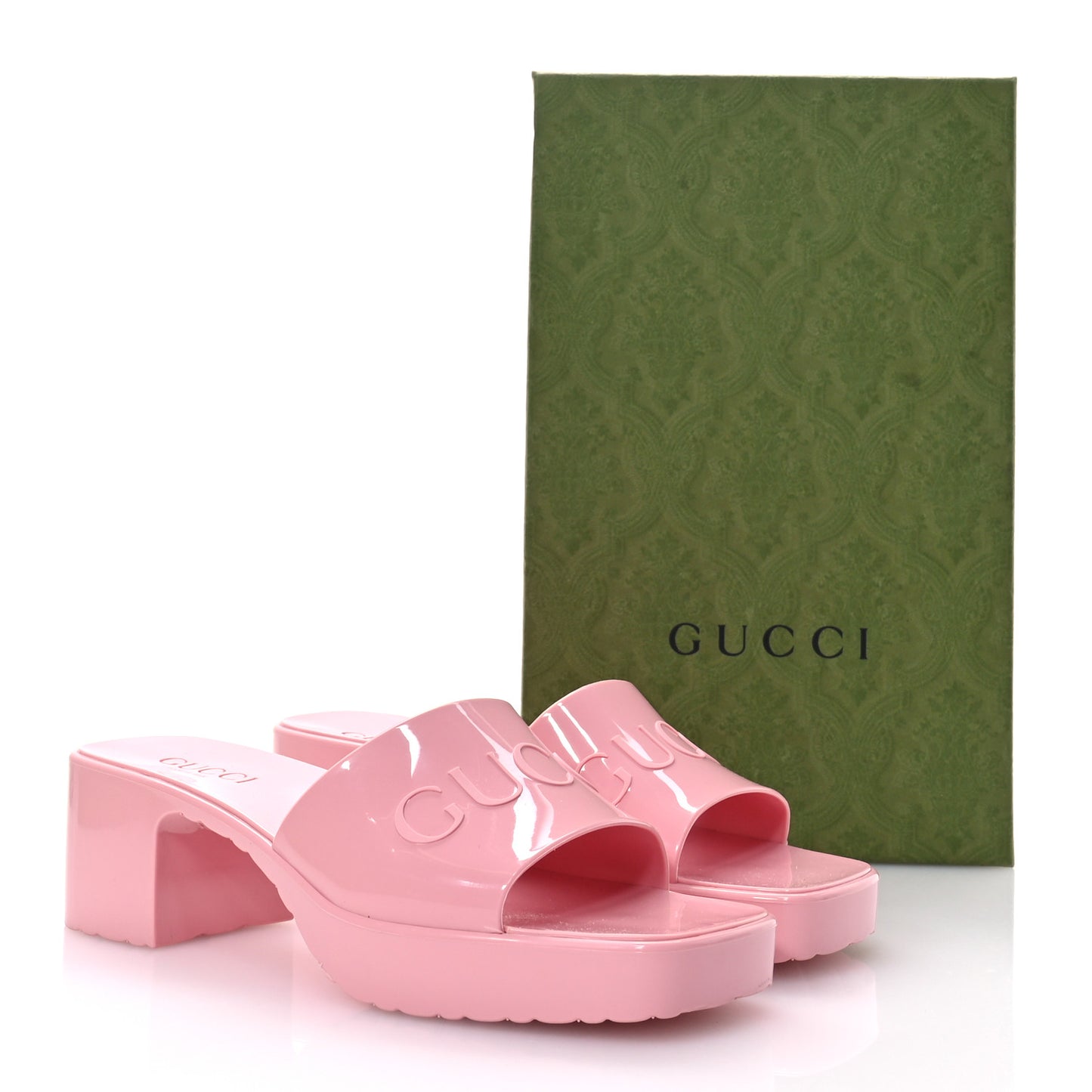 Rubber Gucci Logo Womens Platform 20/60mm Slide Sandals 37 Wild Rose