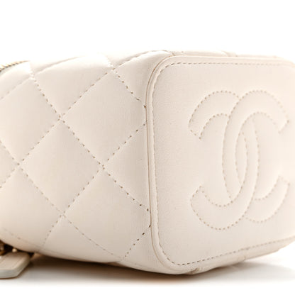 Chanel Lambskin Quilted Mini Vanity Case With Chain White 8 of 15