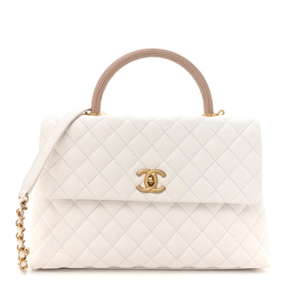 Chanel Caviar Lizard Quilted Medium Coco Handle Flap Ivory 1 of 9
