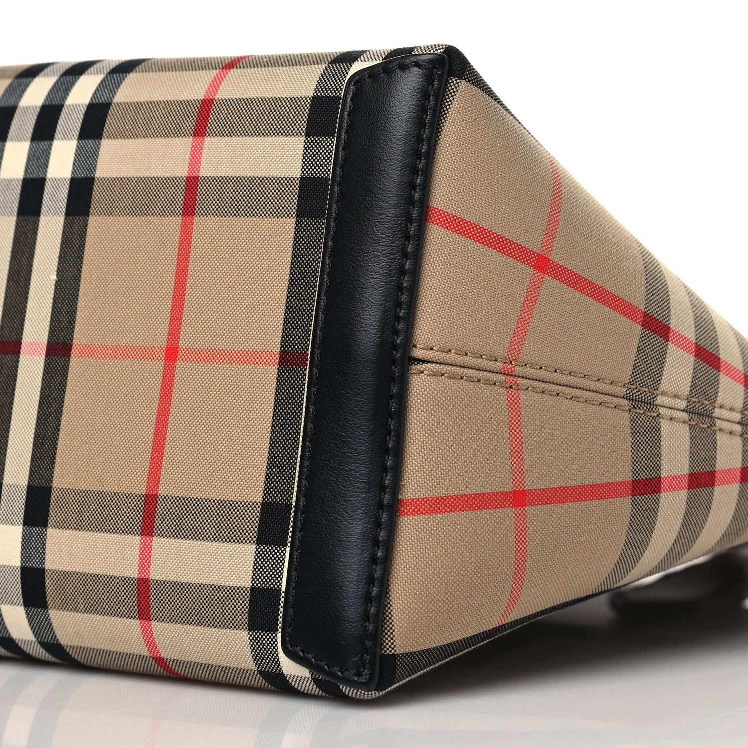 Burberry Calfskin Vintage Check Small Society Top Handle Bag Archive Beige Black 8 of 8