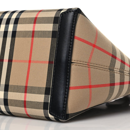 Burberry Calfskin Vintage Check Small Society Top Handle Bag Archive Beige Black 8 of 8