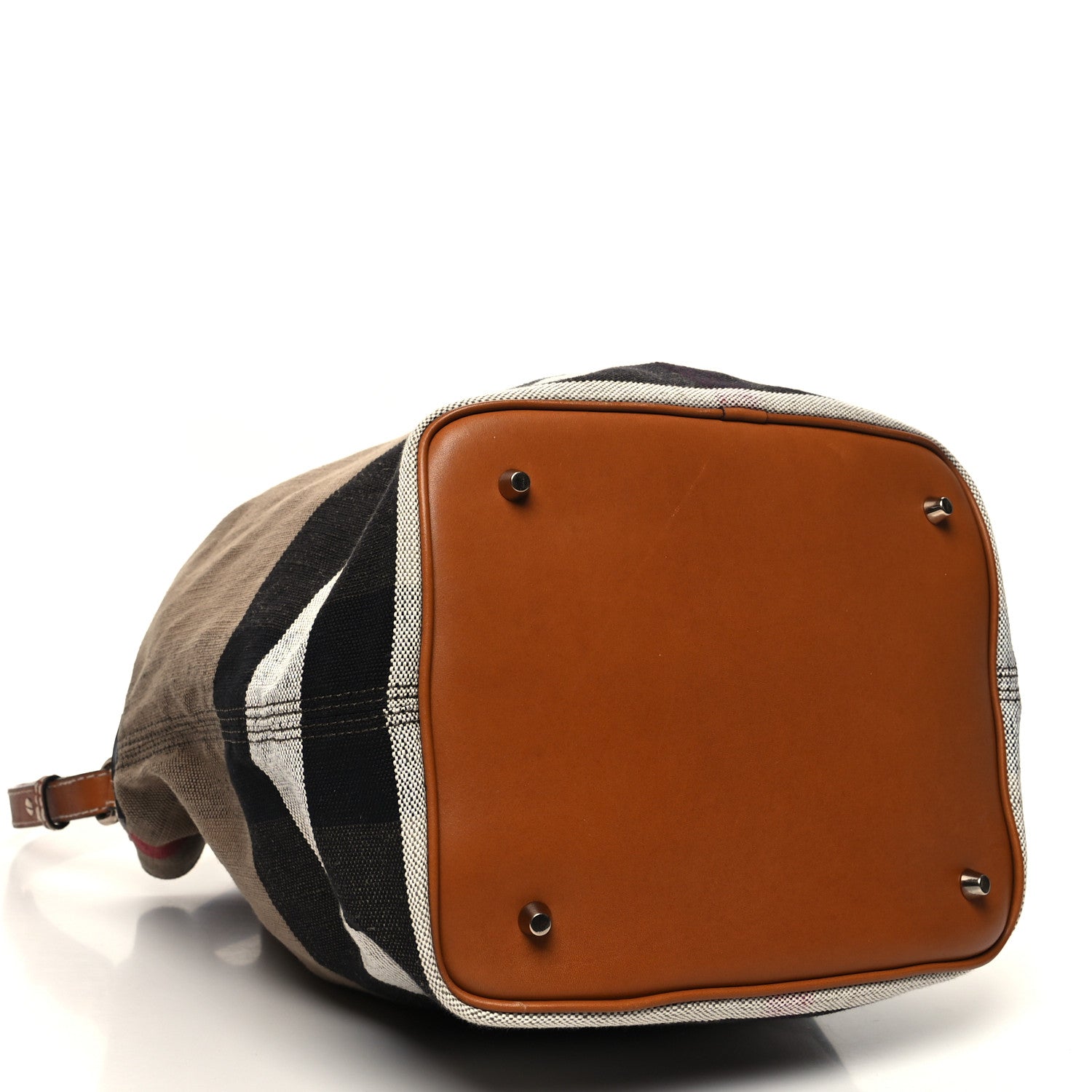 Burberry Canvas Mega Check Medium Ashby Bucket Bag Brown 5 of 14