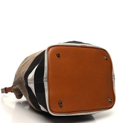 Burberry Canvas Mega Check Medium Ashby Bucket Bag Brown 5 of 14