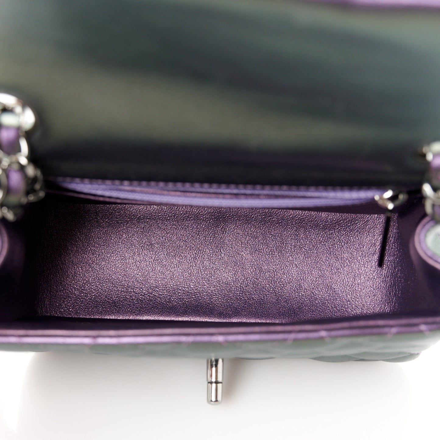 Iridescent Lambskin Quilted Mini Square Flap Dark Purple