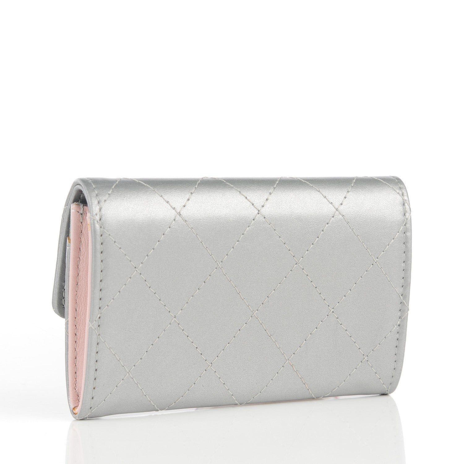 Chanel Metallic Aged Calfskin Quilted Palette Card Holder Silver 3 of 8