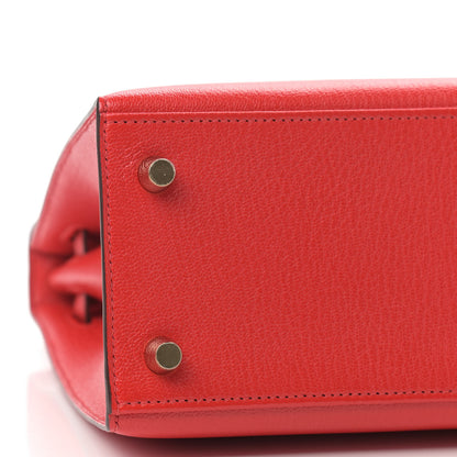 Hermes Chevre Mysore Horseshoe Kelly Sellier 25 Rouge De Coeur Gold 9 of 10