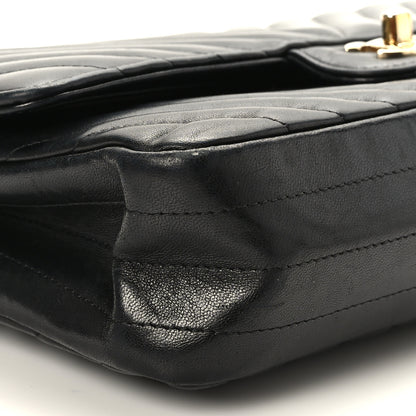 Chanel Lambskin Chevron Quilted Medium Double Flap Black 8 of 9