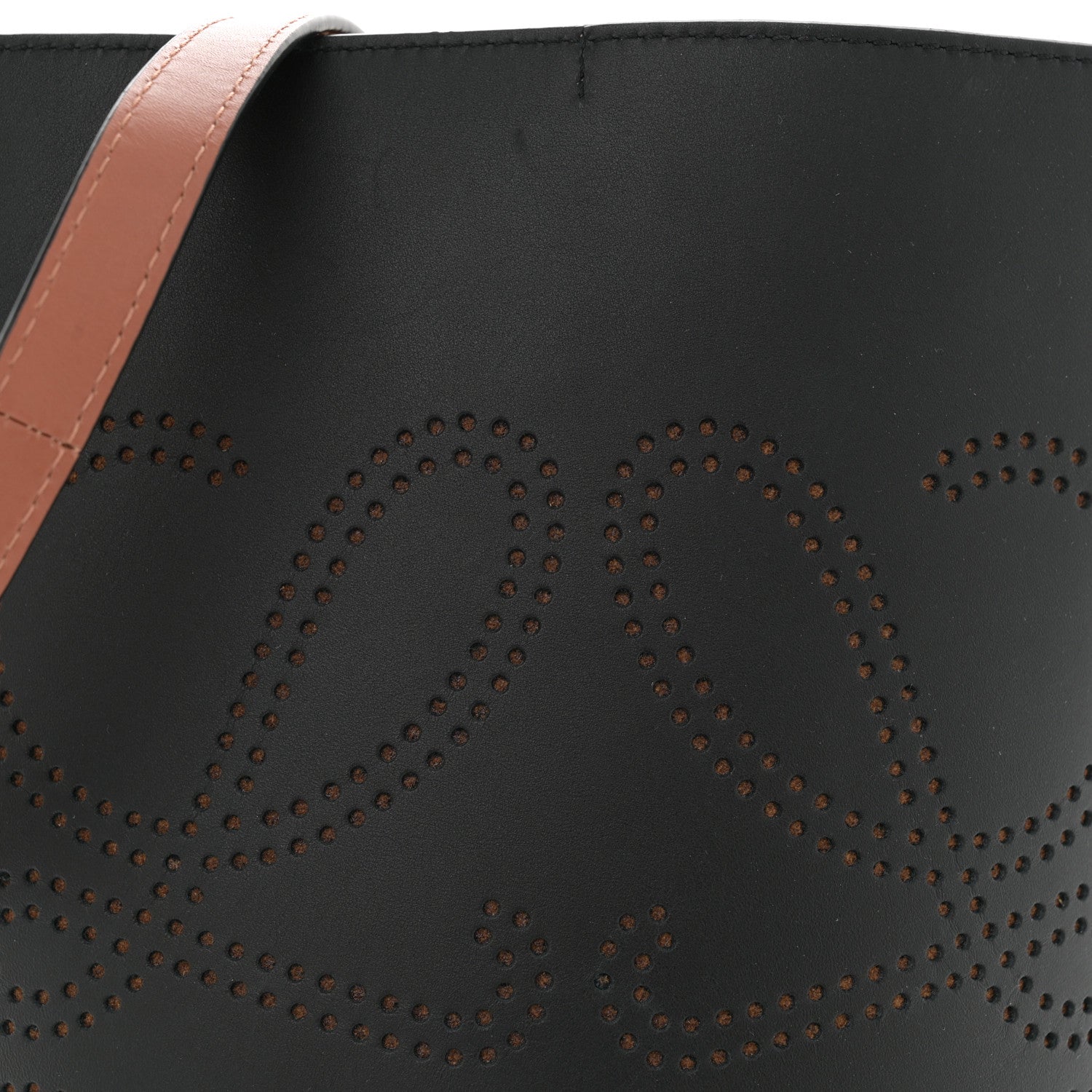 Loewe Calfskin Perforated Anagram Gate Bucket Bag Black Tan 8 of 10
