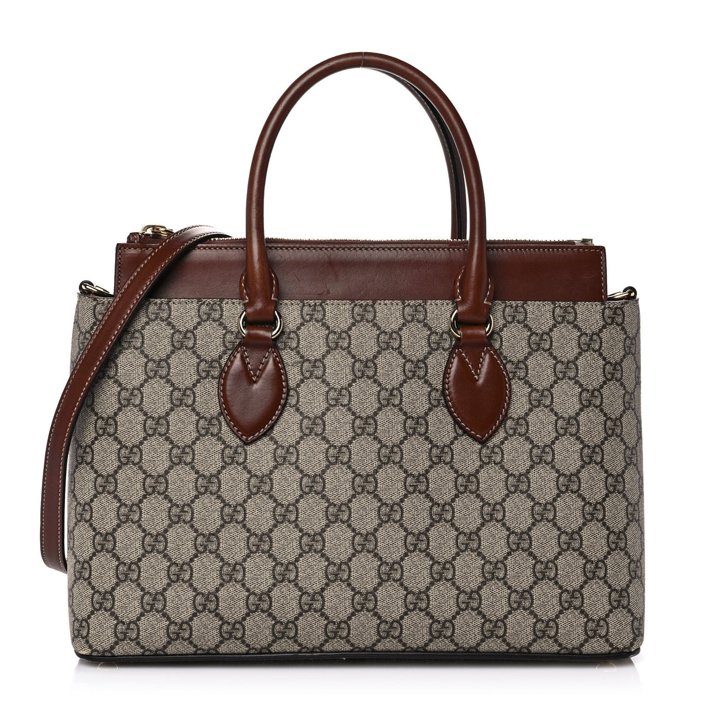 GG Supreme Monogram Small Zip Top Tote Beige Tuscany