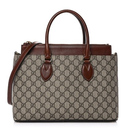 Gucci GG Supreme Monogram Small Zip Top Tote Beige Tuscany 1 of 10