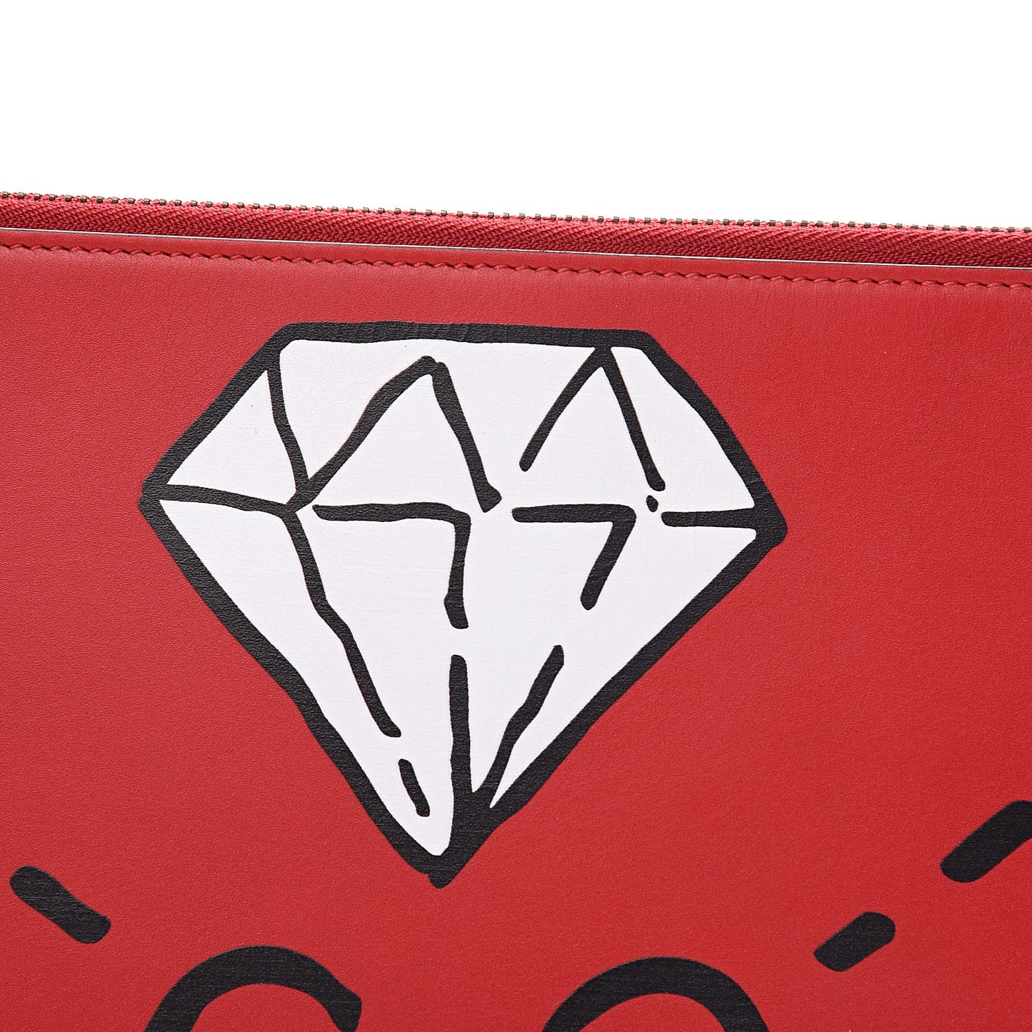 Calfskin GucciGhost Print Pouch Hibiscus Red