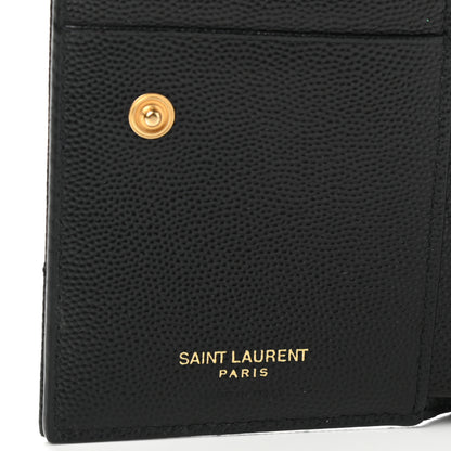 Saint Laurent Grain De Poudre Matelasse Chevron Monogram Zipped Two-Part Wallet Black 6 of 7