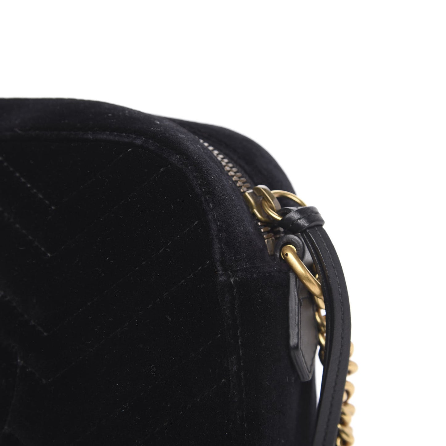 Velvet Matelasse Small GG Marmont Chain Shoulder Bag Black