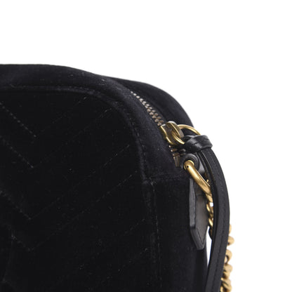 Gucci Velvet Matelasse Small GG Marmont Chain Shoulder Bag Black 10 of 14