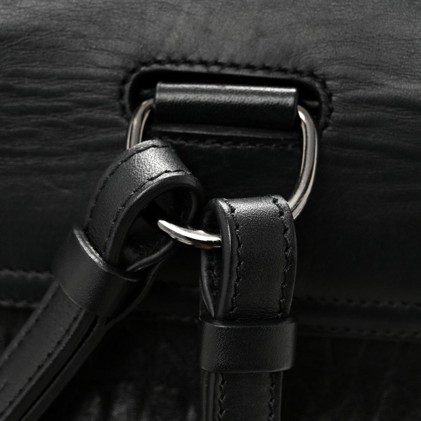 Pebbled Calfskin Fringe Lucky L Convertible Backpack Black