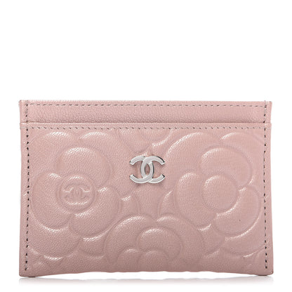 Chanel Goatskin Camellia Embossed Card Holder Light Pink 1 of 8