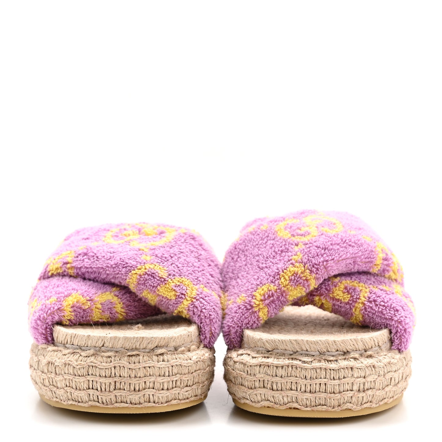 Terry Cloth Espadrille Platform Sandals 37 Pink Yellow