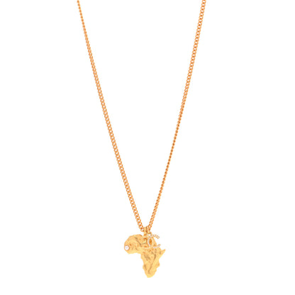 Chanel Crystal Pearl CC Africa Pendant Necklace Gold White 1 of 5