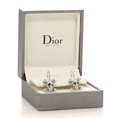 Christian Dior 18K White Gold Diamond Tete de Mort Earrings 5 of 5