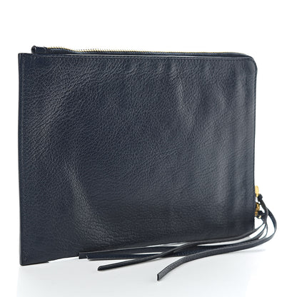 Balenciaga Chevre Gold Metallic Edge Hardware Pouch Bleu Nuit 3 of 7