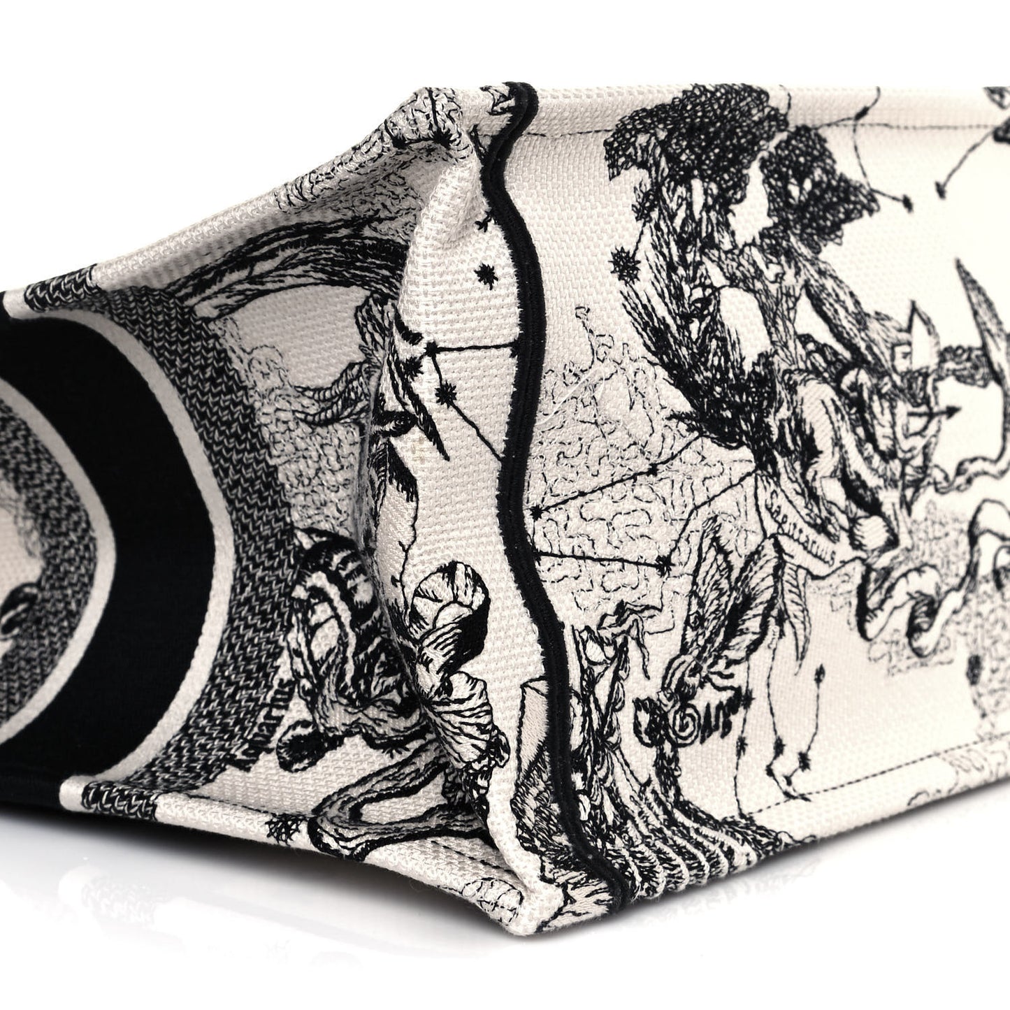 Canvas Zodiac Toile De Jouy Embroidered Medium Book Tote Latte