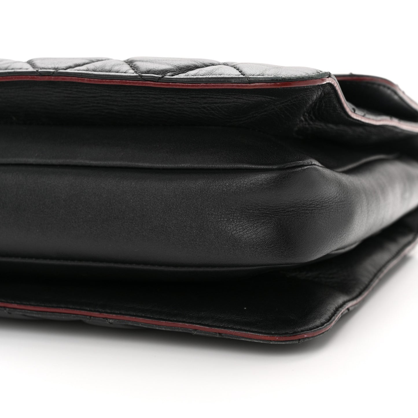 Calfskin Quilted Large Perfect Edge Flap Black