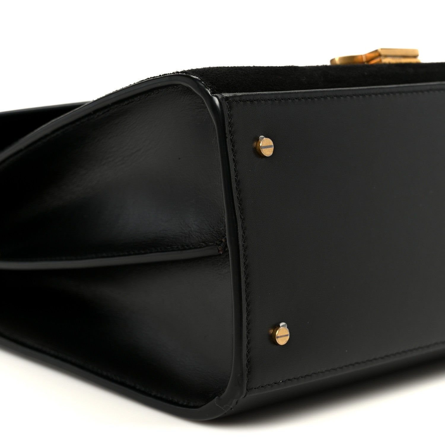 Saint Laurent Kid Scamosciato Smooth Calfskin Medium Classic Monogram Cassandra Top Handle Black Rouge Legion 9 of 10