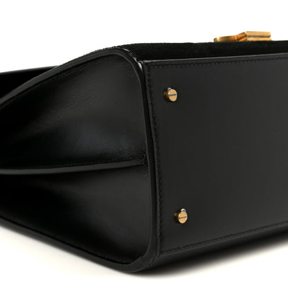 Saint Laurent Kid Scamosciato Smooth Calfskin Medium Classic Monogram Cassandra Top Handle Black Rouge Legion 9 of 10