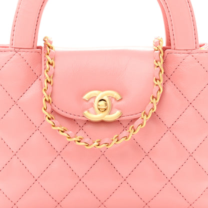 Chanel Shiny Aged Calfskin Quilted Nano Kelly Shopper Coral Pink 8 of 10