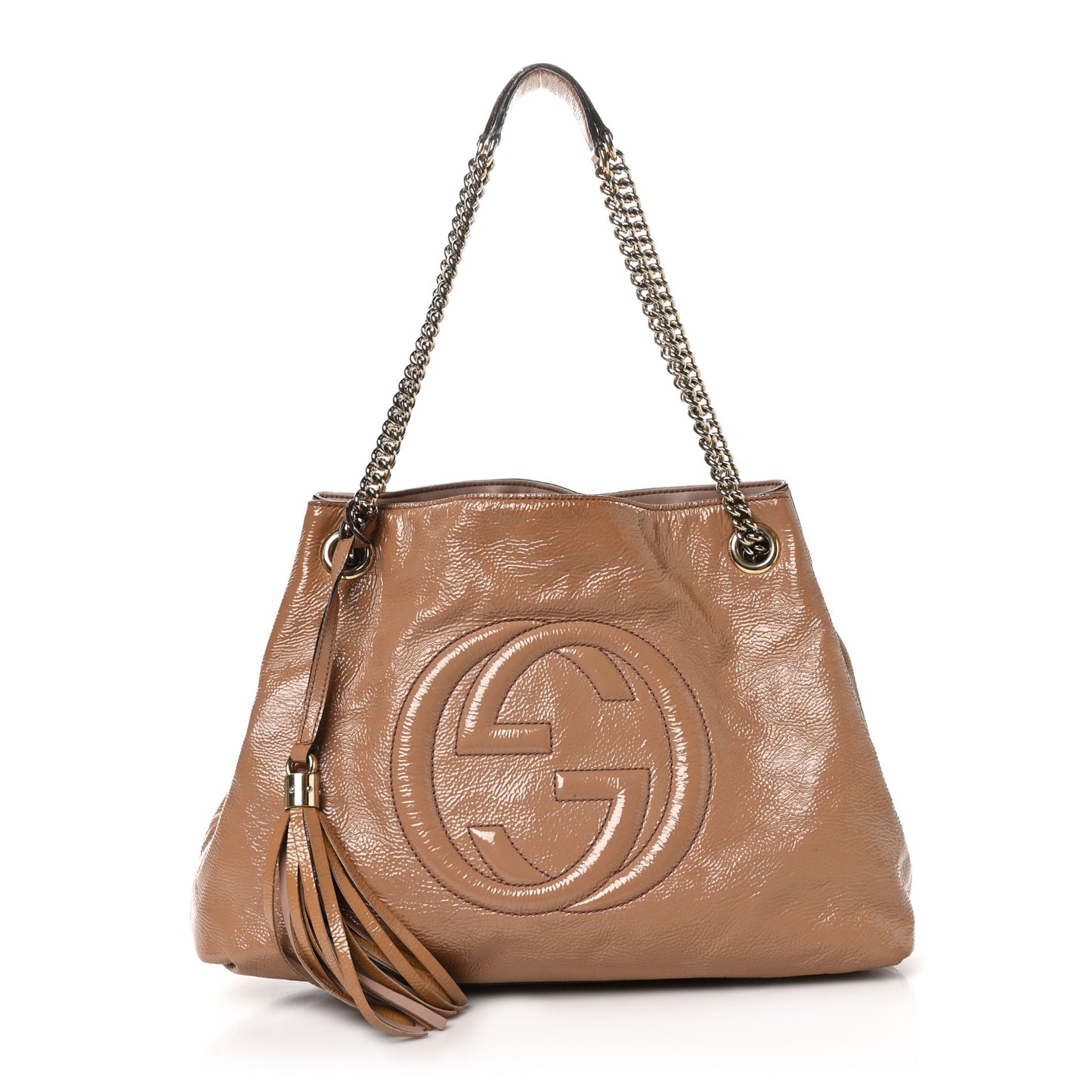Vernice Naplack Medium Soho Chain Shoulder Bag Dark Cipria