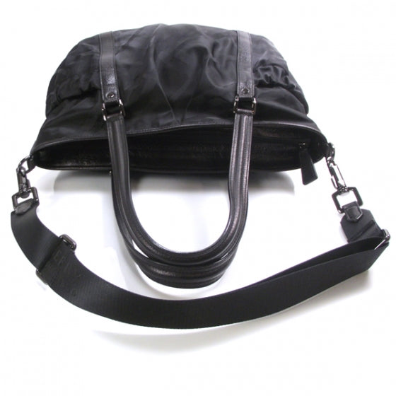 Nylon Tonal Check Diaper Bag Black
