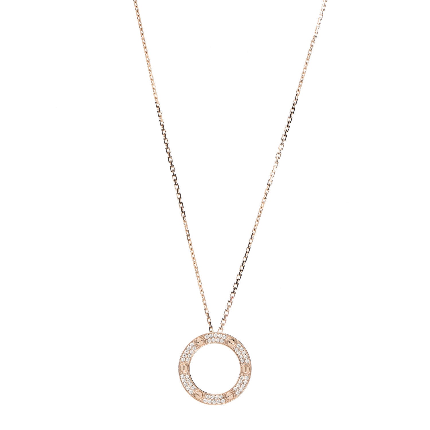 Cartier 18K Pink Gold Diamond LOVE Paved Necklace 1 of 6