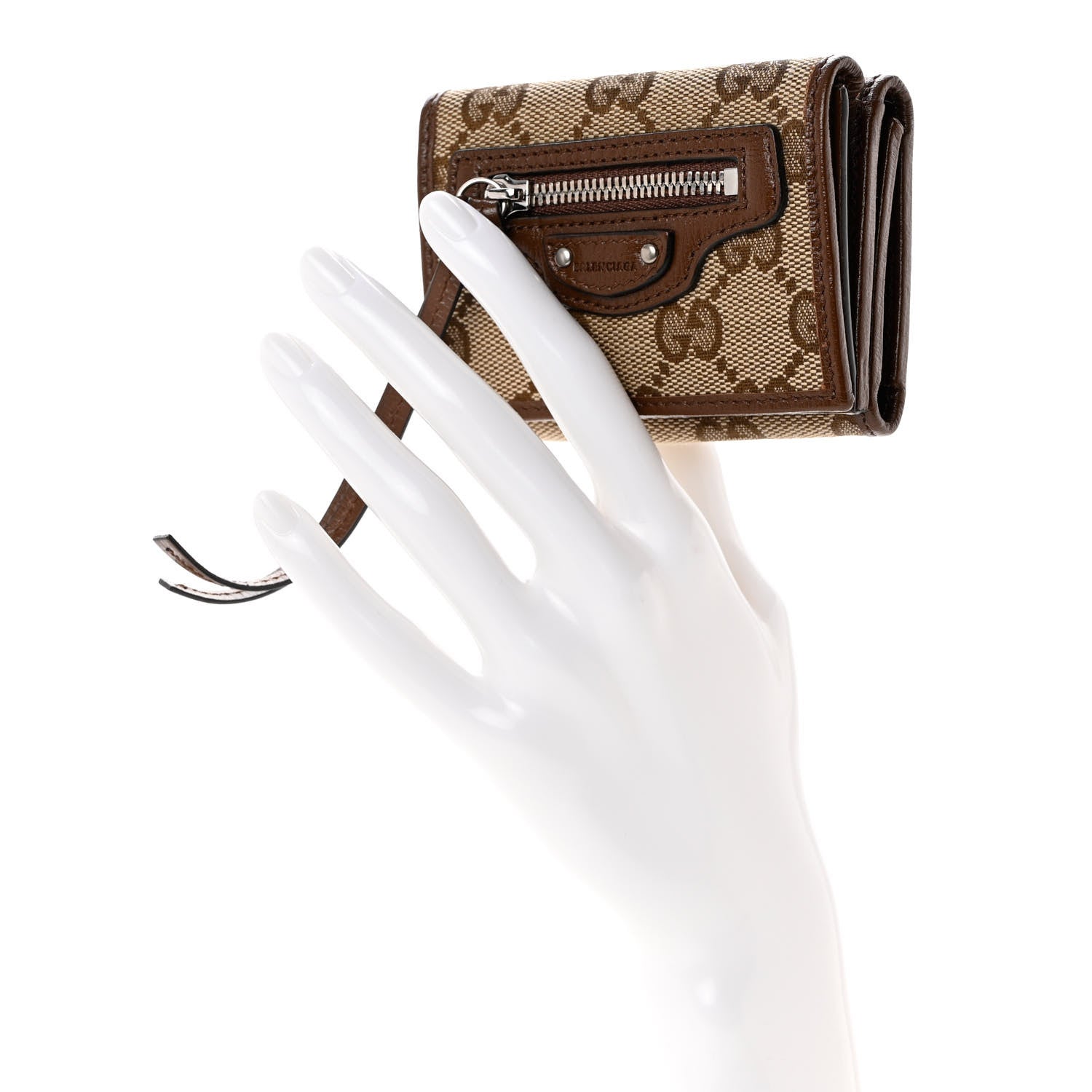 Balenciaga X GUCCI GG Monogram Azalea Calfskin Neo Classic Wallet Beige Ebony Brown Sugar 2 of 6