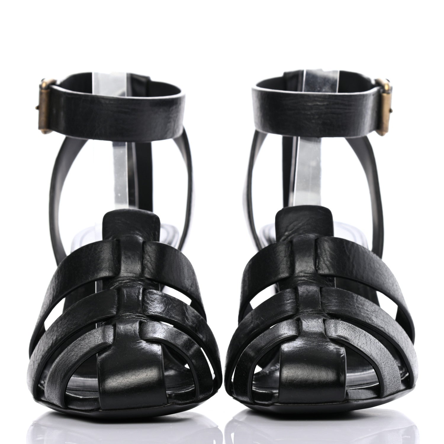 Saint Laurent Calfskin Oak Sandals 36 Black 2 of 8