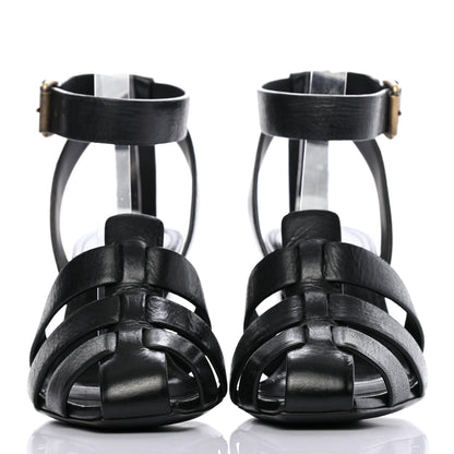 Saint Laurent Calfskin Oak Sandals 36 Black 2 of 8