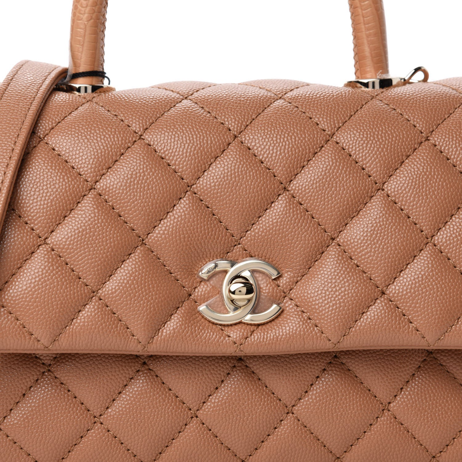 Chanel Caviar Quilted Lizard Embossed Mini Coco Handle Flap Brown 11 of 12