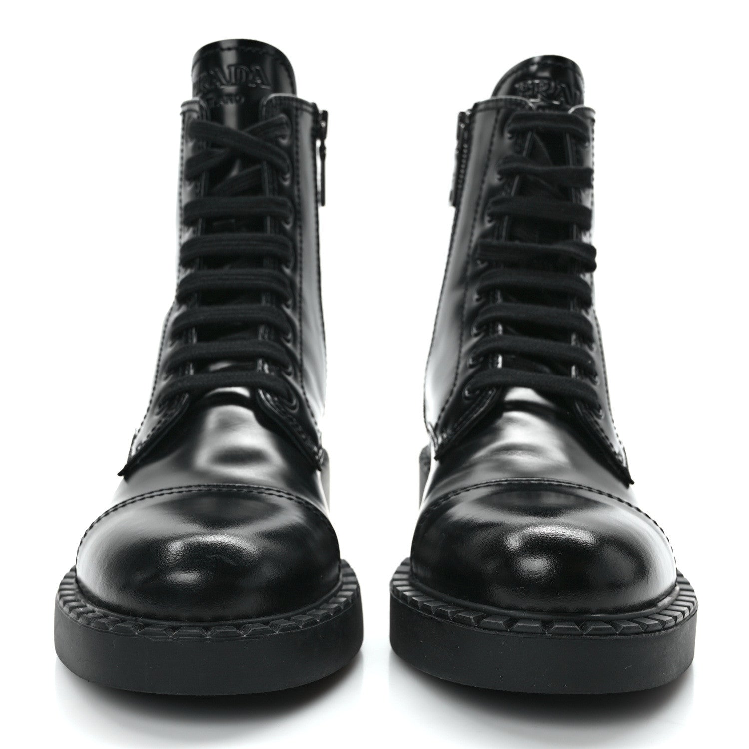 Prada Spazzolato Chocolate 50mm Combat Boots 35.5 Black 2 of 10