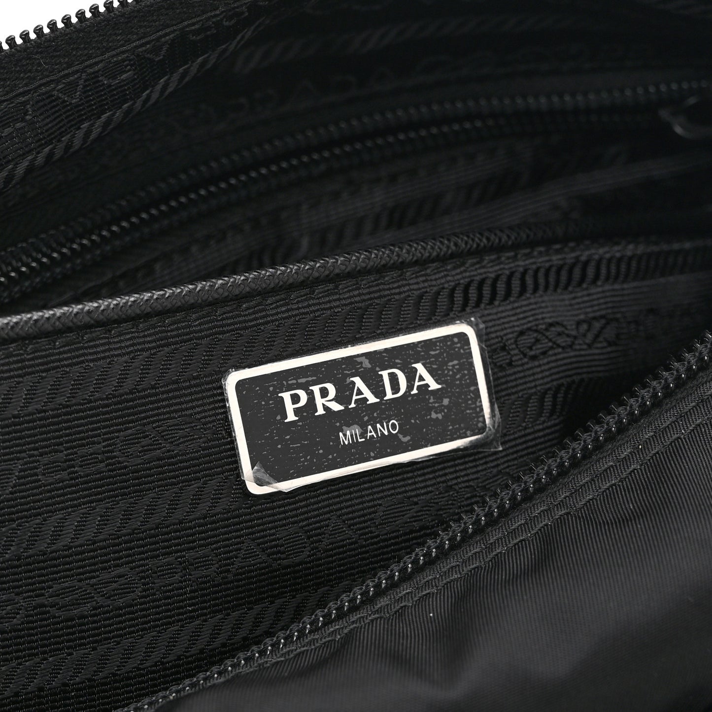 Re-Nylon Vela Saffiano Pocket Double Zip Messenger Bag Black