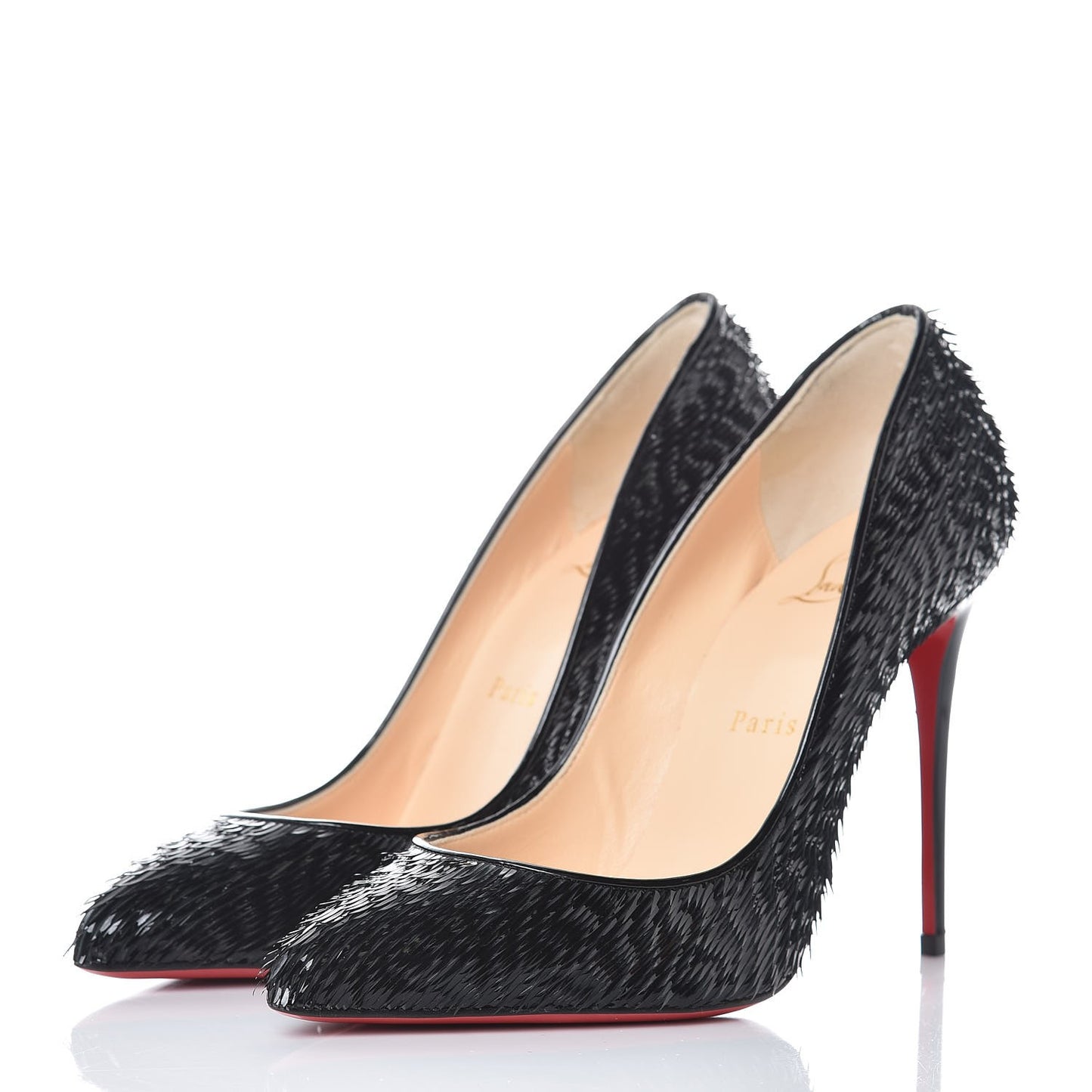 Patent Pigalle Follies Fringed Crow 100 Pumps 37.5 Black
