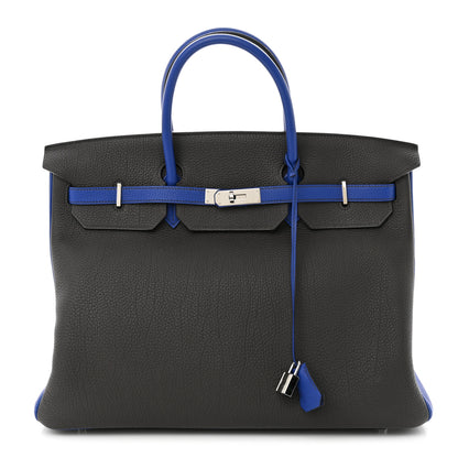 Hermes Togo Horseshoe Birkin 40 Etain Bleu Electrique 1 of 10