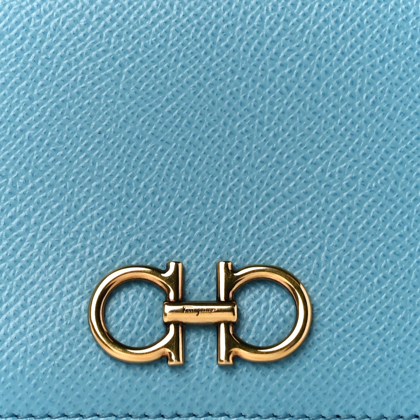 Grained Calfskin Gancini Continental Wallet Scandinavian Sky