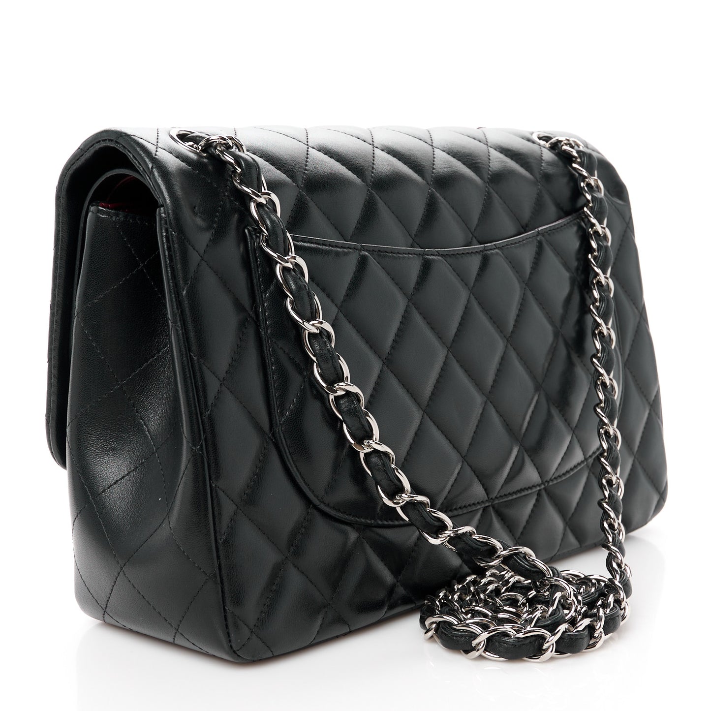 Lambskin Quilted Jumbo Double Flap Black