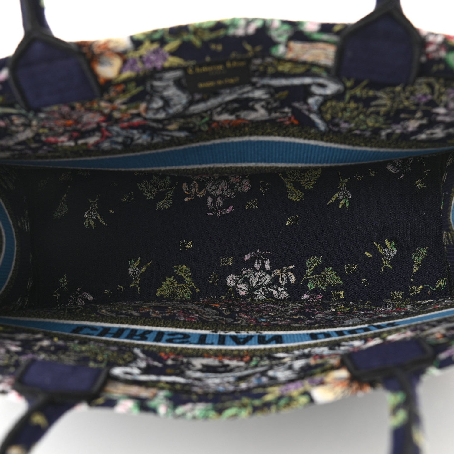 Christian Dior Canvas Embroidered D-Constellation Book Tote Blue Multicolor 5 of 13