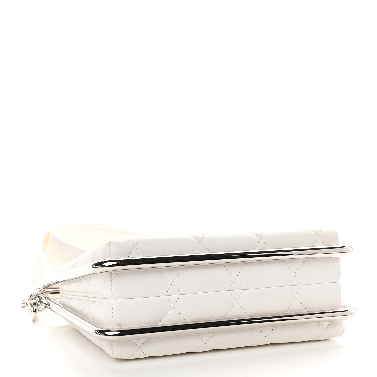 Chanel Quilted Lambskin Metal Bar Clutch Bag White 4 of 9