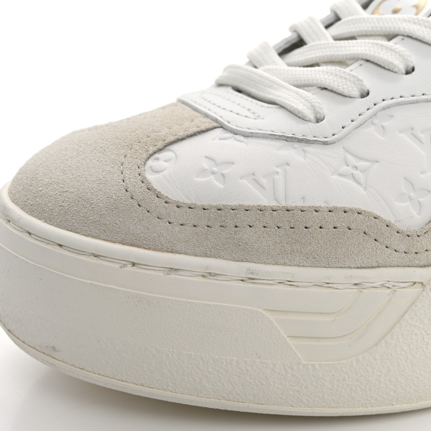 Louis Vuitton Calfskin Embossed LV Groovy Platform Sneakers 38 White 11 of 12