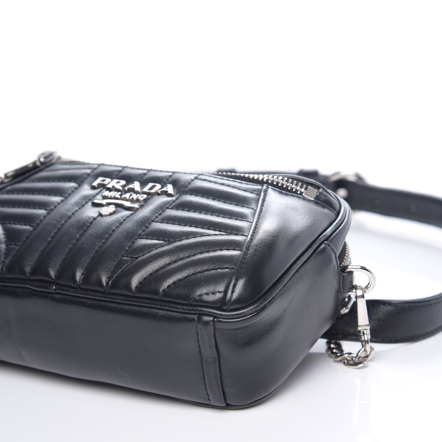 Prada Soft Calfskin Impunture Diagramme Belt Bag Black 7 of 8