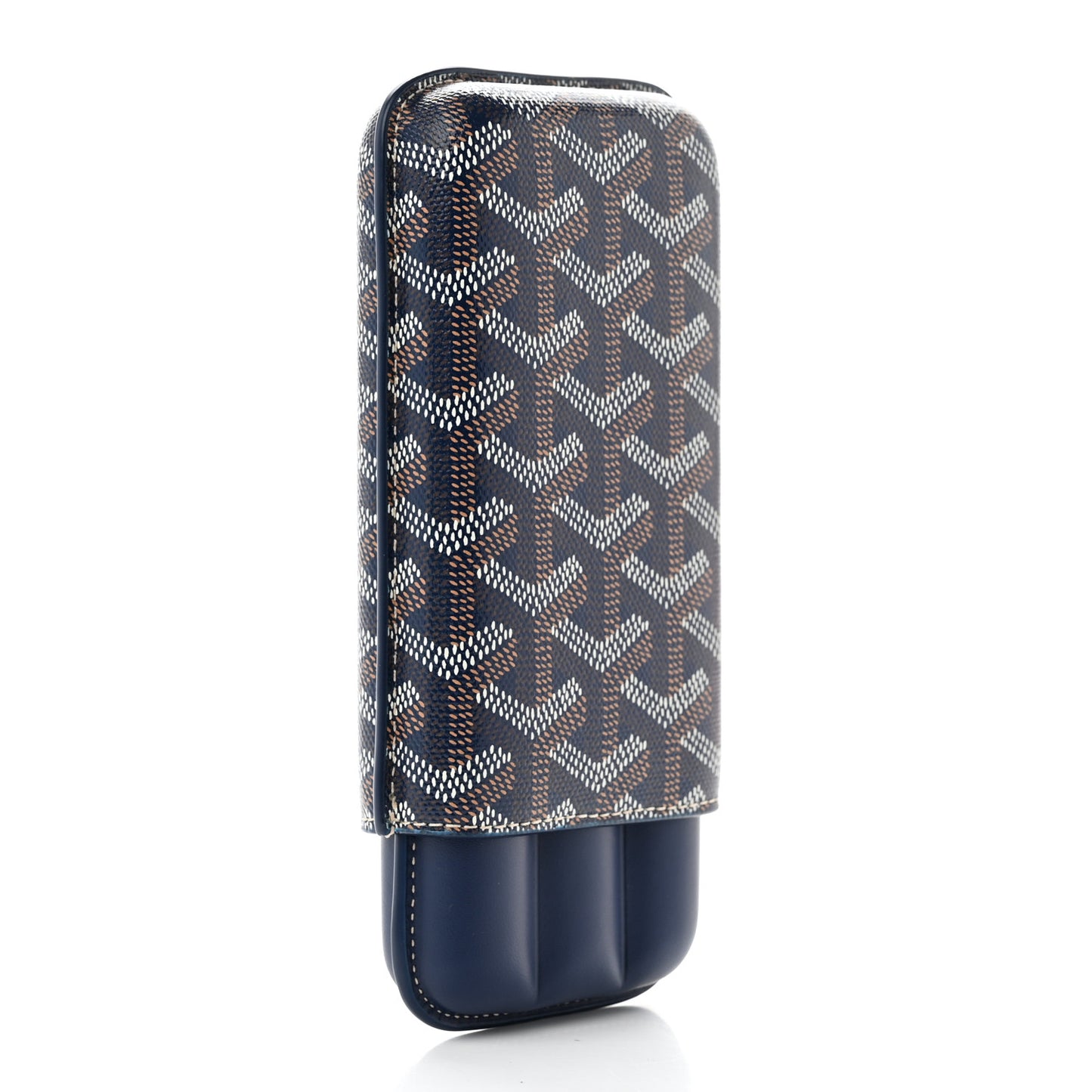 Goyardine Churchill 3 Cigar Case Navy