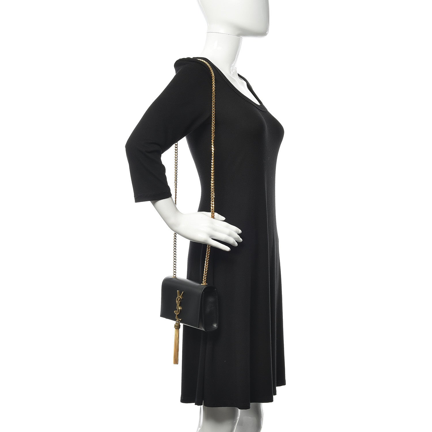Saint Laurent Calfskin Small Classic Monogram Kate Tassel Satchel Black 2 of 9